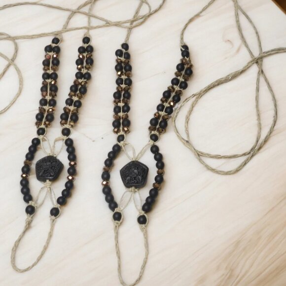 NEW  Black Gemstone Barefoot Sandals. - Picture 2 of 5